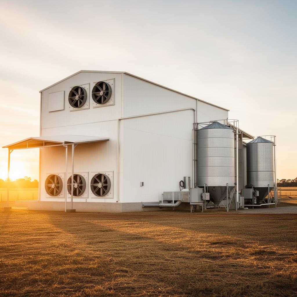 Royal Farmo broiler facility at sunrise